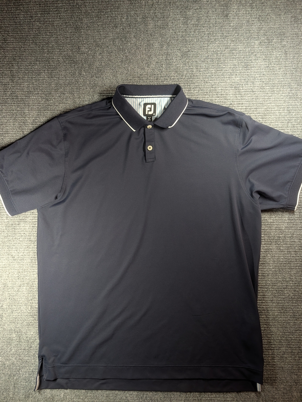 FootJoy Men's Dark Navy Golf Polo with White/Navy Piping Men's XL